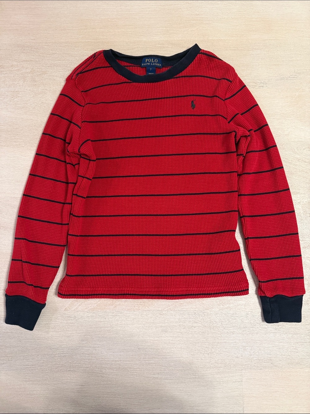 Polo by Ralph Lauren Red & Navy Striped Long Sleeve Shirt